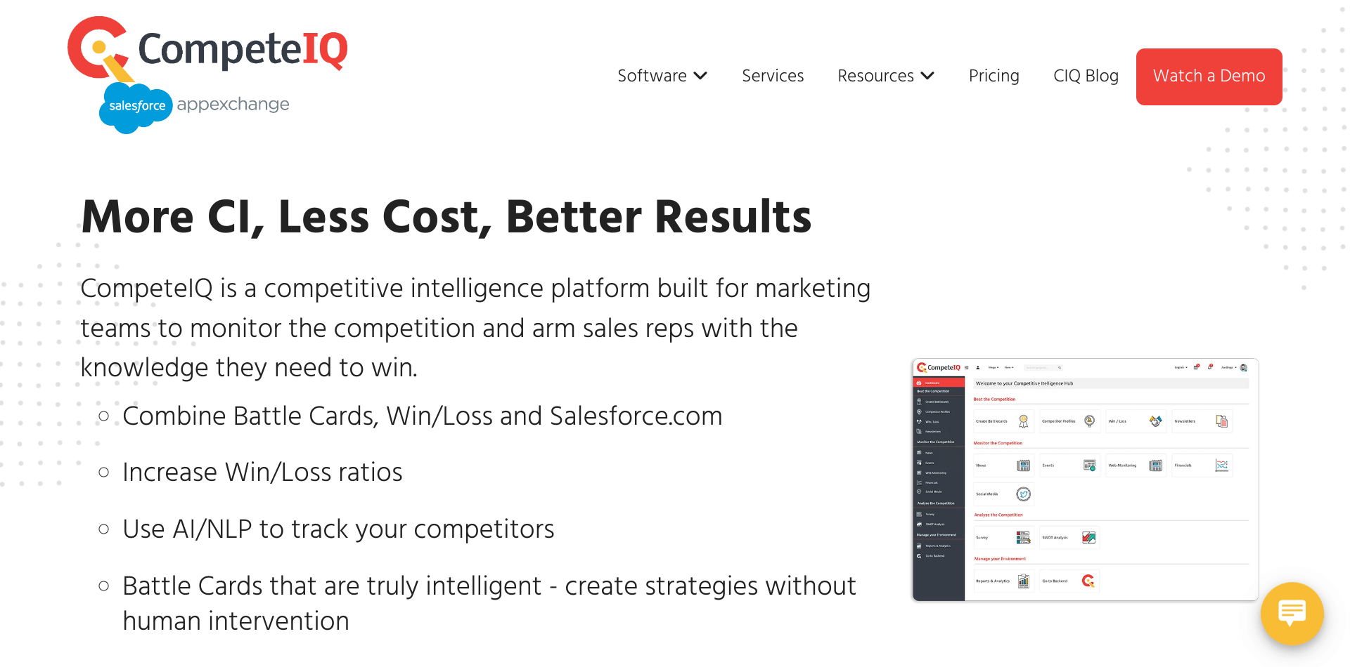 screenshot of Compete IQ website