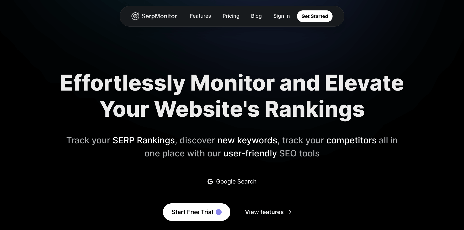 screenshot of SerpMonitor website