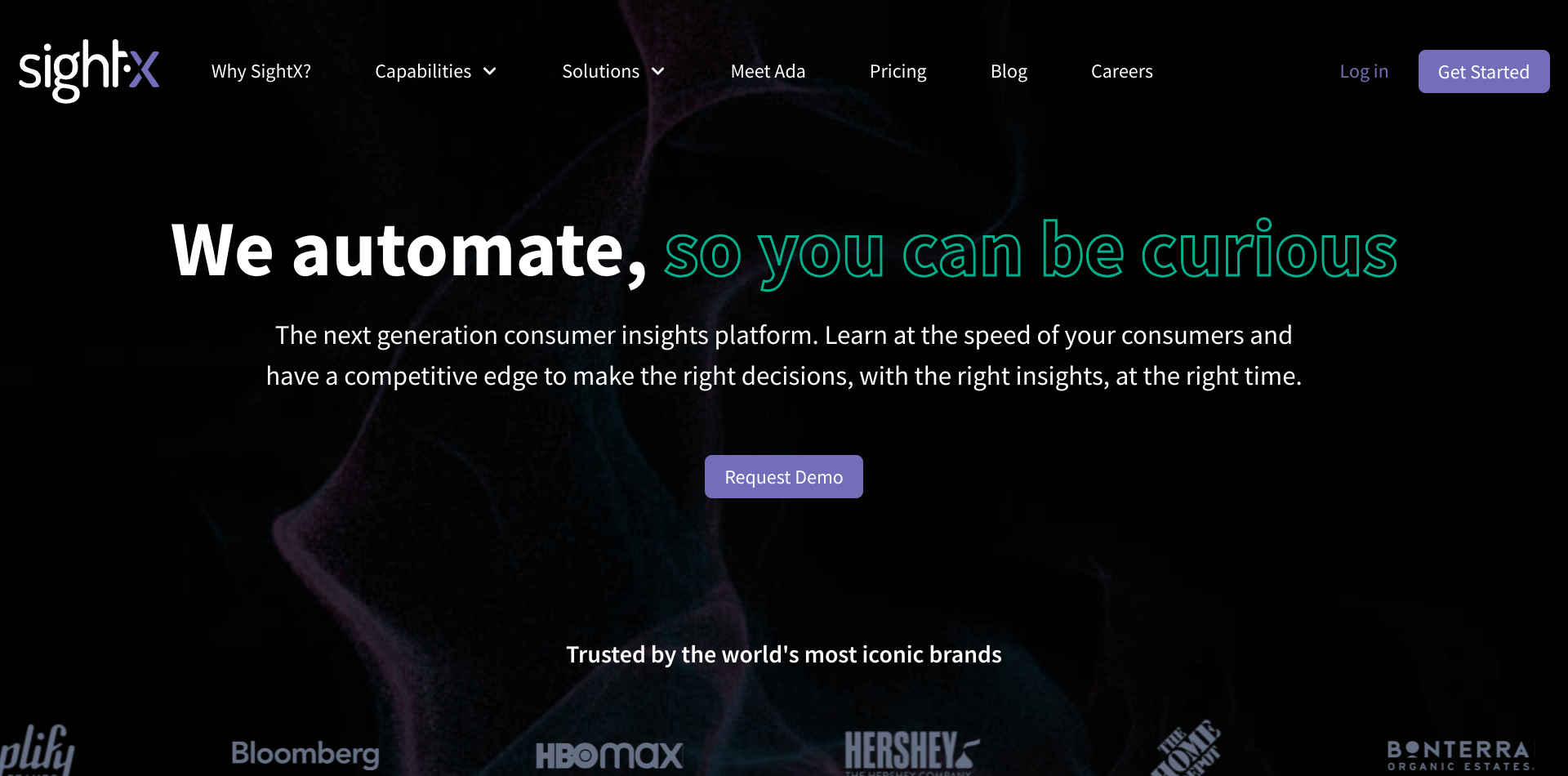 screenshot of SightX website