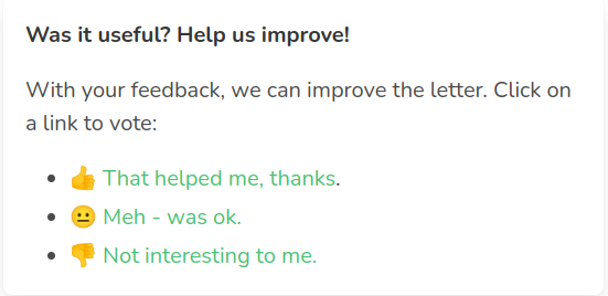 feedletter survey screenshot
