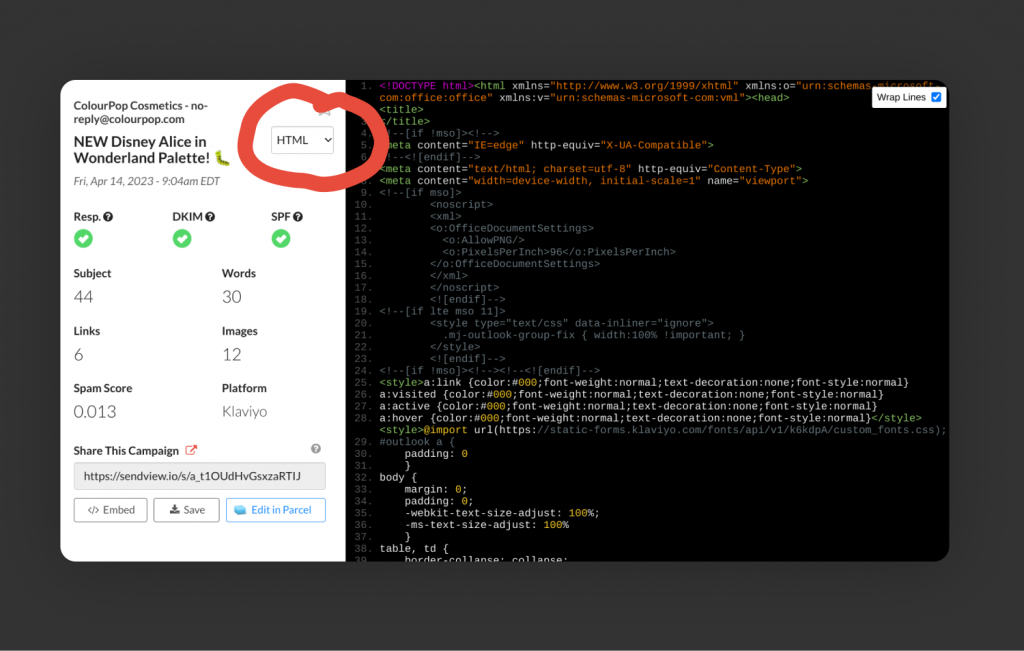 screenshot of source code view
