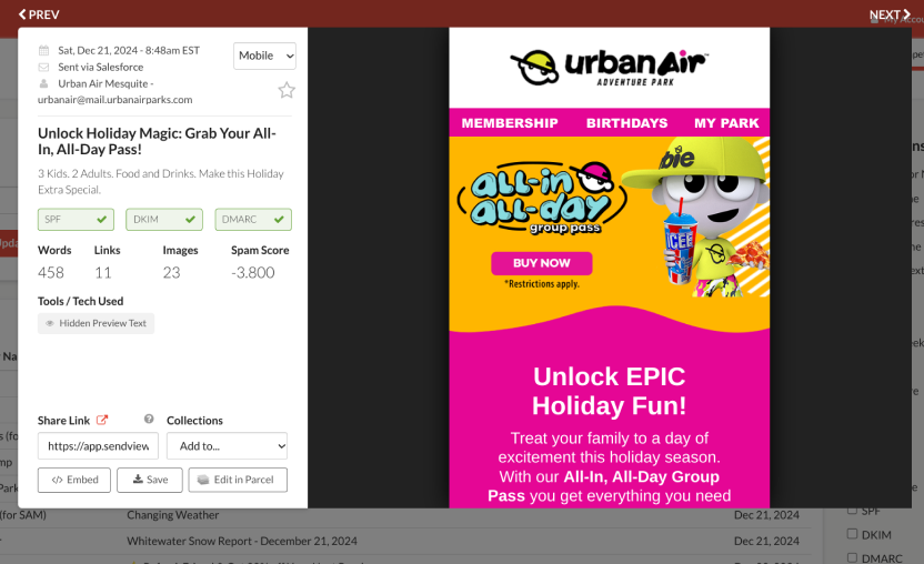 screenshot of sendview discount code